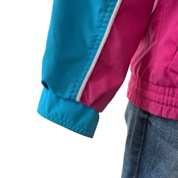 Vintage color block jacket pink blue white piping snap closure small - Picture 6 of 16